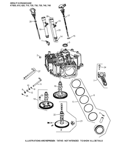 Kt740-3100 Crankcase Diagram and Parts List for KT740-3100  Cub Cadet Lawn Tractor